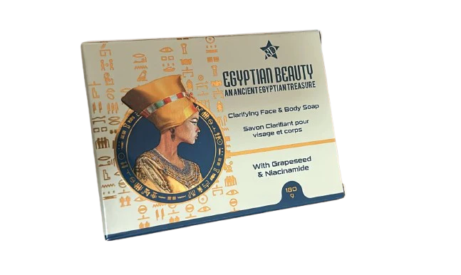 Egyptian Beauty Clarifying Face & Body Soap with Grapeseed & Niacinamide | Ancient Egyptian Glow Formula for Radiant Skin | Luxury Skin Care Bar | Smell Good Factory